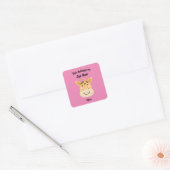 Dit behoort tot Back to School Cute Giraffe Pink Vierkante Sticker (Envelop)
