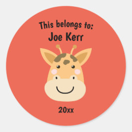 Dit behoort tot Back to School Cute Giraffe Red Ronde Sticker