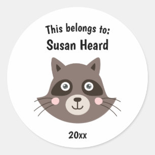 Dit behoort tot Back to School Cute Raccoon Ronde Sticker