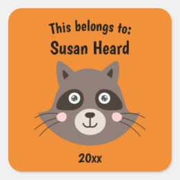 Dit behoort tot Back to School Cute Raccoon Sinaas Vierkante Sticker