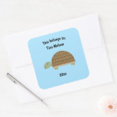 Dit behoort tot Back to School Cute Turtle Blue Vierkante Sticker (Envelop)