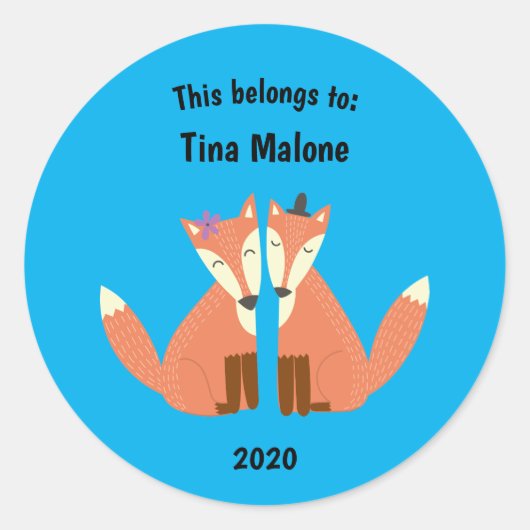 Dit behoort tot Back to School Flirting Blue Ronde Sticker (Voorkant)