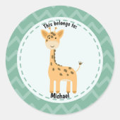 Dit behoort tot Back to School Leuke Giraffe Naam Ronde Sticker (Voorkant)