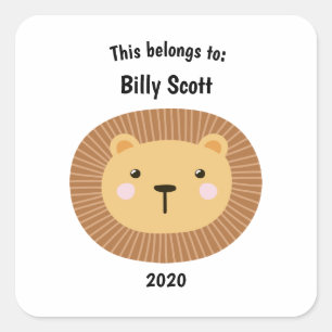 Dit behoort tot Back to School Lion Face White Vierkante Sticker