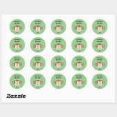 Dit behoort tot Back to School Monkey Face Green Ronde Sticker (Vel)