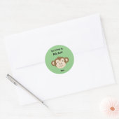 Dit behoort tot Back to School Monkey Face Green Ronde Sticker (Envelop)