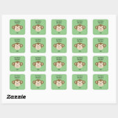 Dit behoort tot Back to School Monkey Face Green Vierkante Sticker (Vel)