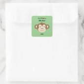 Dit behoort tot Back to School Monkey Face Green Vierkante Sticker (Tas)
