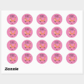 Dit behoort tot Back to School Running Fox Pink Ronde Sticker (Vel)
