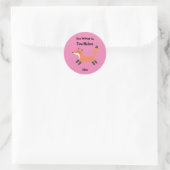 Dit behoort tot Back to School Running Fox Pink Ronde Sticker (Tas)