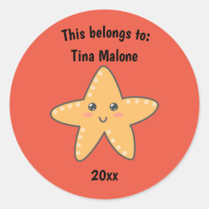 Dit behoort tot Back to School Starfish Red Ronde Sticker
