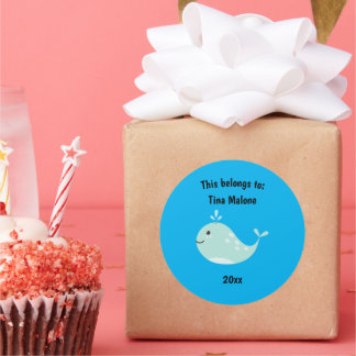 Dit behoort tot Back to School Whale Blue Ronde Sticker