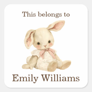Dit behoort tot Custom Preschool Girl Bunny Rabbit Vierkante Sticker