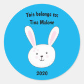 Dit behoort tot het Schattige schoolblauw Bunny ko Ronde Sticker (Voorkant)