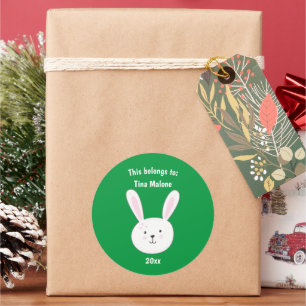 Dit behoort tot het 'School Green Cute Bunny Rabbi Ronde Sticker