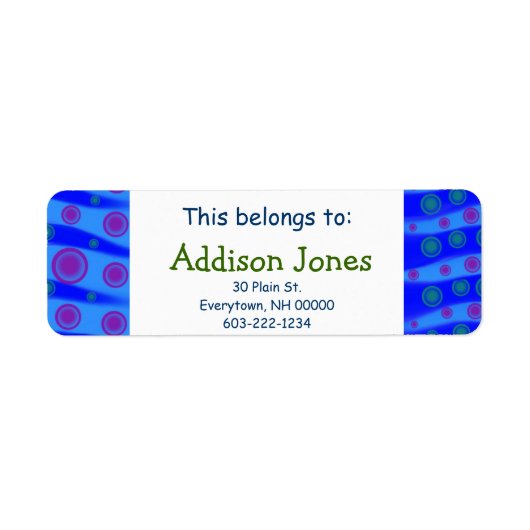 Dit behoort tot: Kinder Custom Name Blue Waves Pin Etiket (Voorkant)