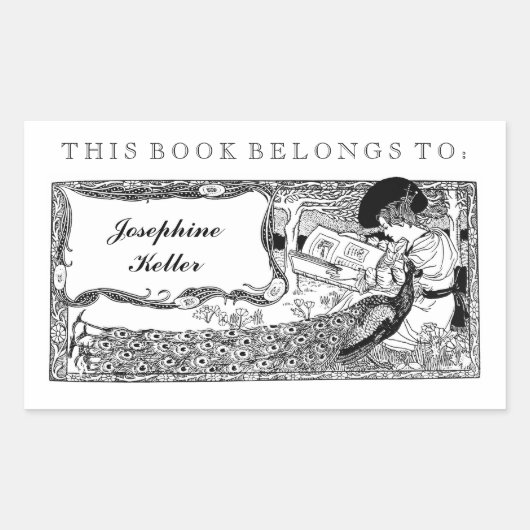 Dit boek behoort toe aan |  boeklabel Peacock Rechthoekige Sticker (Voorkant)