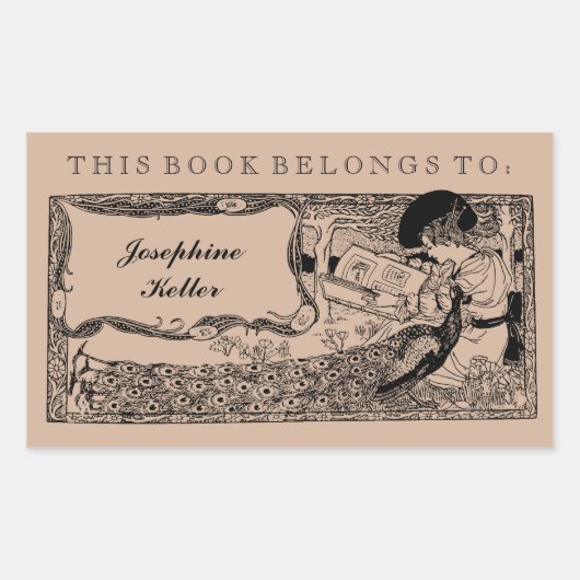 Dit boek behoort toe aan |  boeklabel Peacock Rechthoekige Sticker (Voorkant)