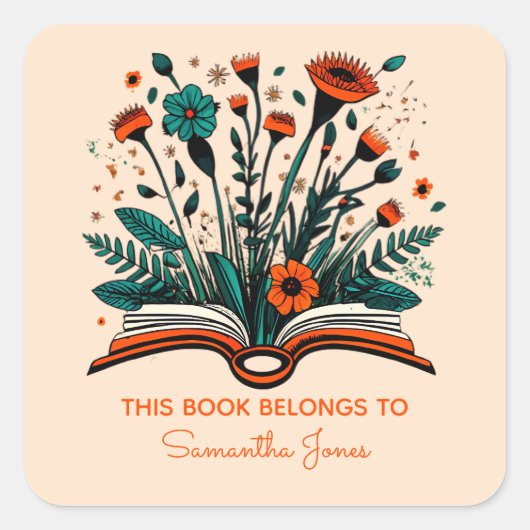 Dit boek behoort toe aan - Floral Open Book Label (Voorkant)