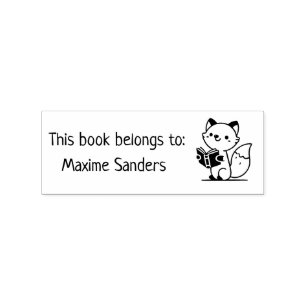 Dit boek behoort toe aan" Fox met boekstempel Rubberstempel