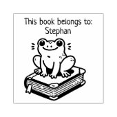 Dit boek behoort toe aan" Frog on Book Rubberstempel (Afrduk)