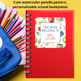 Dit boek behoort toe aan I Back to School Bookplat Vierkante Sticker