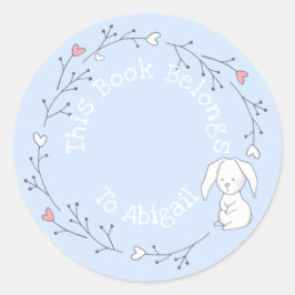 Dit boek behoort toe aan - Schattige konijn in een Ronde Sticker