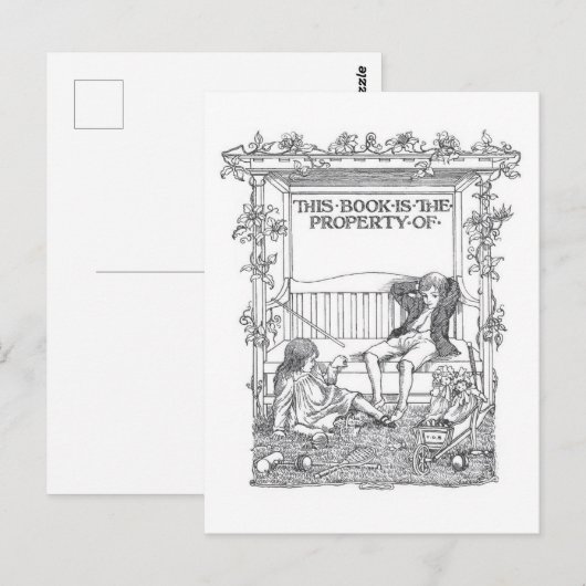 "Dit boek behoort toe"  Bookplate Briefkaart (Voorkant / Achterkant)