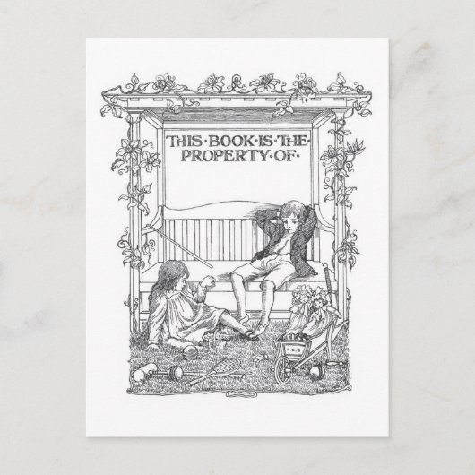 "Dit boek behoort toe"  Bookplate Briefkaart (Voorkant)