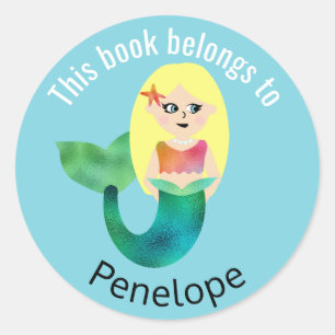 Dit boek behoort tot blonde faux Folie zeemeermin Ronde Sticker