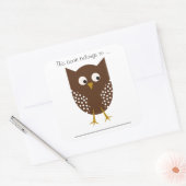 Dit boek behoort tot ... (Bruine Uil, Groot) Vierkante Sticker (Envelop)