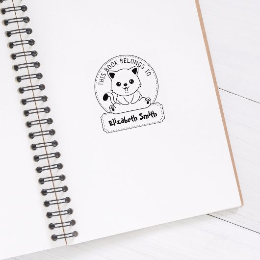 Dit boek behoort tot, Cute Cat, Child Book Rubberstempel