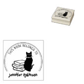 Dit boek behoort tot, Cute Cat met Boeken Rubberstempel (Gestempeld)