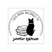 Dit boek behoort tot, Cute Cat met Boeken Rubberstempel (Afrduk)