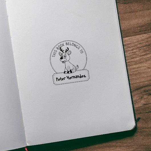 Dit boek behoort tot, Cute Deer, Child Book Rubberstempel