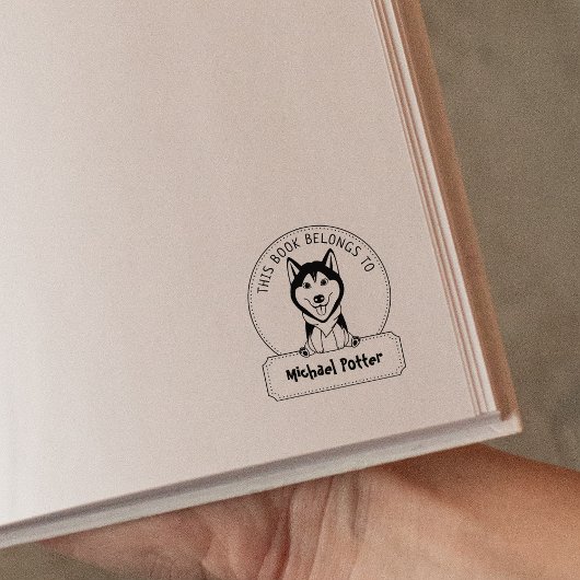 Dit boek behoort tot, Cute Husky, Child Book Rubberstempel