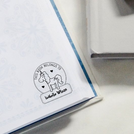 Dit boek behoort tot, Cute Unicorn, Child Book Rubberstempel