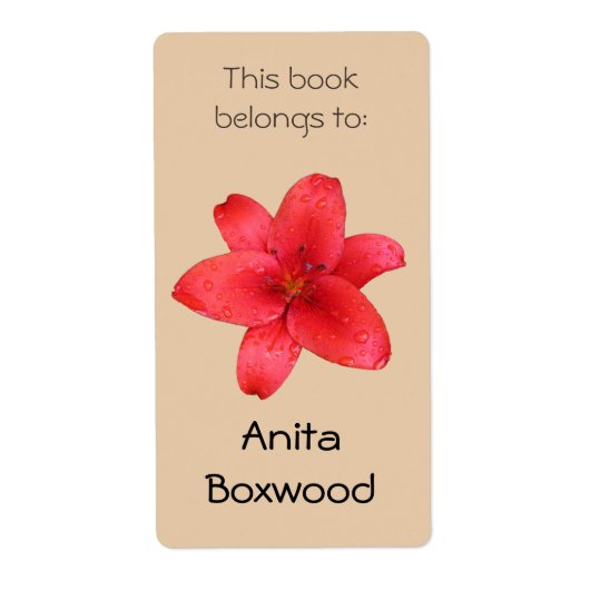 Dit boek behoort tot de aangepaste naam Red Lily Etiket (Voorkant)
