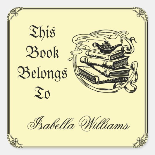 Dit Boek behoort tot de Bookplaat van de Naam van Vierkante Sticker (Voorkant)