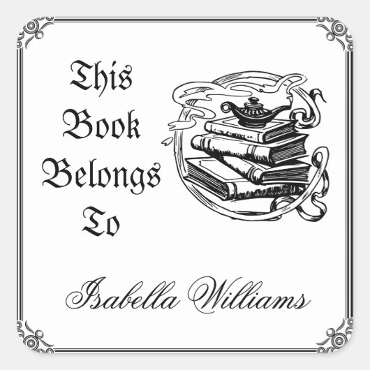 Dit Boek behoort tot de Bookplaat van de Naam van Vierkante Sticker (Voorkant)