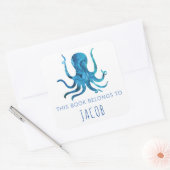 Dit boek behoort tot de Kinder octopus nautical bl Vierkante Sticker (Envelop)