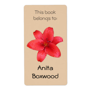 Dit boek behoort tot de naam Red Lily van de douan Etiket