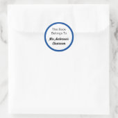 Dit boek behoort tot de naam van de leraar Blauw e Ronde Sticker (Tas)