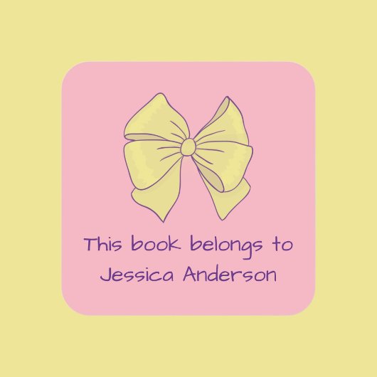 Dit boek behoort tot de naam van het meisje Bow Pi Vierkante Sticker