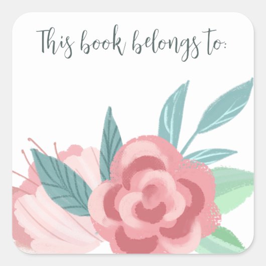 Dit boek behoort tot de roze Floral Vierkante Sticker (Voorkant)