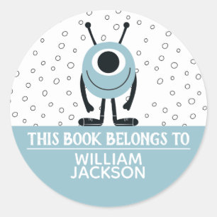 Dit boek behoort tot een schattig pastelblauw, leu ronde sticker