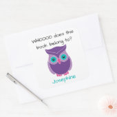 Dit boek behoort tot gepersonaliseerde Paarse uil Vierkante Sticker (Envelop)