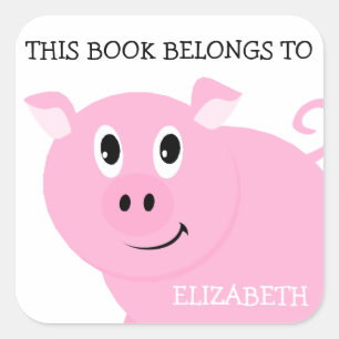 Dit boek behoort tot gepersonaliseerde Pink Pig Vierkante Sticker
