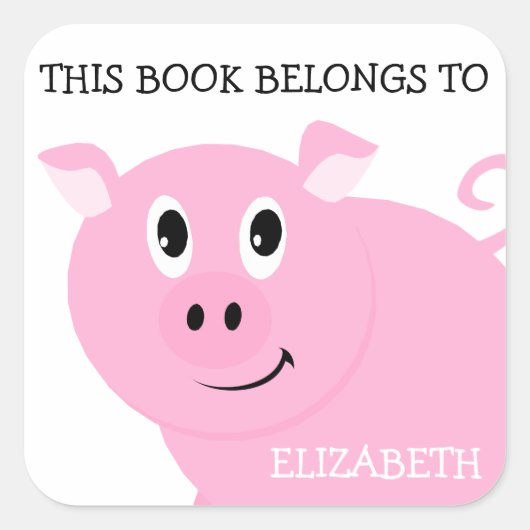 Dit boek behoort tot gepersonaliseerde Pink Pig Vierkante Sticker (Voorkant)