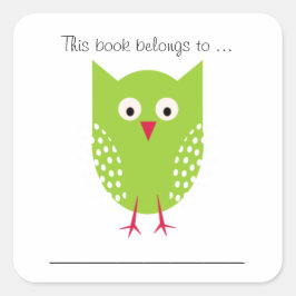 Dit boek behoort tot ... (Green Owl) Vierkante Sticker